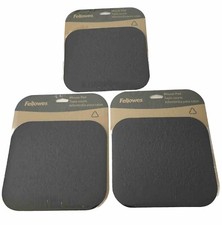 Lot of 3 Fellowes Polyester Med.Mouse Pad Nonskid Rubber Base 9 x 8 Black 58024 picture