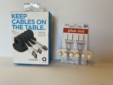 Quirky Cordies Gray Cord Clips Anchor Keep Cables  + New Plug Out White Both NEW picture