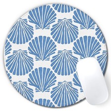 Blue Coastal Oyster Round Mouse Pad Decor for Desk 7.9x7.9 picture