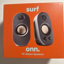 Onn Surf PC Stereo Speakers | Compact Wired  Speakers with Volume & Bass picture