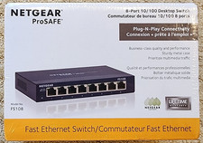 Netgear ProSAFE 8-port 10/100 Desktop Ethernet Switch Model FS108 FACTORY SEALED picture