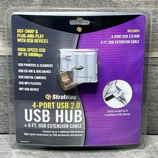Stratitec 4-Port USB 2.0 - USB HUB (USBM4EXT)+ 6' Gold Plated Cable - NEW picture
