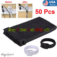 50 PCS Cable Straps Wire Cord Hook Loop Ties Reusable Fastening Organizer Laptop picture