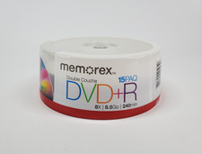 MEMOREX DVD+R 8 X 8.5GB 240 Mins 15 Pack Blank DVDs RW Dual Layer Sealed New picture