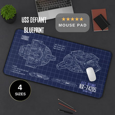 USS Defiant Blueprint Mousepad, Deep Space Nine Desk Mat I Star Trek DS9 Playmat picture