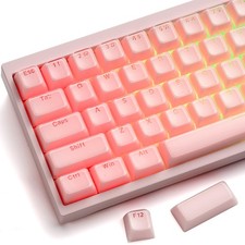 XVX Pink Jelly Keycaps Crystal Shine Through Fits 61/68/84/87/98/100 ANSI ISO picture