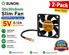 2-Pack SUNON 30x30x6mm 5V Slim Cooling Fan 9500RPM High Speed Tach Output OEM picture