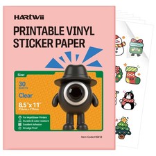 100% Clear Vinyl Sticker 30 Pack, 8.5x11 Inches Transparent Printable Sticker... picture