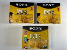 SONY DVD-R Color 5 Pack Color + 2 - 3 Pack 120min 4.7gb 1x-16x Speed -NEW SEALED picture