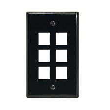 10 Pack of 6Port Keystone Wallplate Black Smooth Face picture