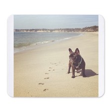 CafePress French Bulldog On The Beach Mousepad  (1649519496) picture