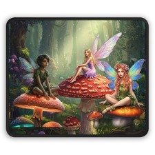 Mushroom Fairy Artwork Gaming Mouse Pad | Fantasy Forest Fairies picture
