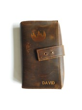 Heavy Duty Distressed Leather Cable Cord Organizer Personalized DAVID Redwood picture