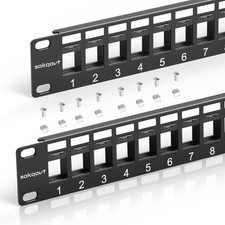 24 Port Blank Keystone Patch Panel with Snap-in Design (2 Pack), Cat6 Network... picture