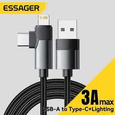Essager 2-in-1 Right Angle Cable USB A To Typec Lighting 3A Fast Charging Elbow  picture