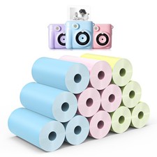 12 Rolls Kids Instant Camera Thermal Print Paper Refill - 3 Colors (Pink, Blu... picture