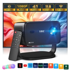 4K Smart Projector 550ANSI LED 1080P WiFi Bluetooth UHD Home Theater US picture