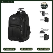 Luxurious 18-Inch Rolling Laptop Backpack - 45L Capacity, Water-Resistant, Black picture