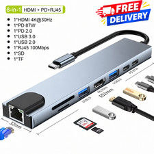 USB-C Hub 8 in 1 Type C Male To 4K HDMI USB Type C Female Ports For PC Laptop picture