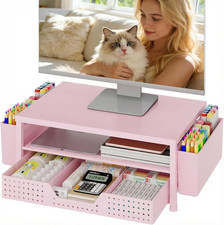 Desk Organizers and Accessories, 2-Tier Computer Monitor Stand Riser with Drawer picture