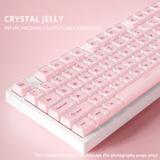 Crystal Jelly Keycap Set PC PBT Translucent Pink Side Print Custom Keycaps picture
