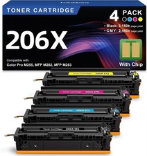 New HP 206X Toner Cartridges 4-Pack Black Cyan Yellow Magenta W2110X W2111X W211 picture
