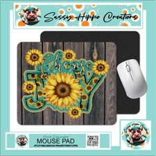 Mouse Pad Choose Joy Sunflowers Rustic Wood Anti Slip Back Easy Clean Sublimate picture