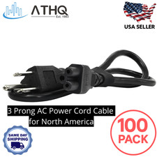PACK OF 100 AC Power Cord Cable 3 Prong US Plug for PC Desktop Dell XBox Cisco picture