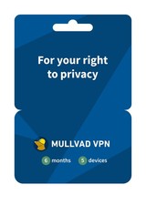 Mullvad VPN - 6 Months for 5 Devices - No-Log Service 6 Months, Blue picture