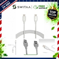 Amazon Basics USB-C to USB-C Cable 10 ft 60W Fast Charging Nylon Braided Silver picture
