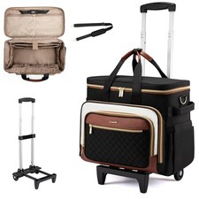 LOVEVOOK Rolling Teacher Bag, Laptop 17.3 inch, Quilted-Black-beige-brown picture