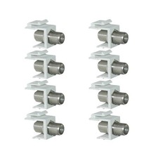8 Pcs F Type Female to Female Keystone Jack Coaxial Cable Coupler Snap In White picture