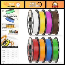 8-Pack 1.75mm PLA Filament Bundle - 250g Each, Vibrant Colors for 3D Printing picture