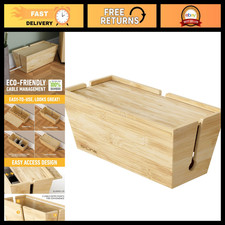Bamboo Cable Management Box - Large Cord Organizer for Home & Office, Natural Fi picture