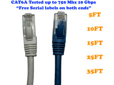 Pack of 5- 5FT-35FT CAT6A Ethernet UTP Network Patch Cord 24AWG White/Blue picture
