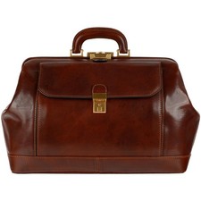 Time Resistance Leather Doctor Bag - Top Handle Medical Large, Dark Brown picture