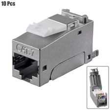 10x Cat7 Cat6A RJ45 Network LAN Ethernet Shielded Keystone Jack Toolless Snap In picture
