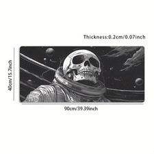 Large Black and White Space Skull Astronaut Illustration Gaming Mouse Pad - Id picture