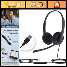 Wired USB-A Headset with Noise Canceling Mic & In-Line Controls for Clear Calls picture