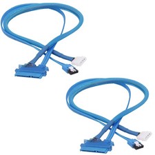 2 PCS 50cm 22Pin SATA Data Power Extension Cable 7+15 To 7 Pin Female Male picture