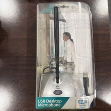 Logitech USB Desktop Microphone PC Laptop VOIP Skype Certified Silver Windows picture