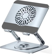 360° Rotating Adjustable Laptop Stand with Cooling Fan Foldable Dual-Bar Support picture