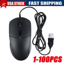 USB 2.0 Optical Wired Scroll Wheel Mouse PC Laptop Notebook Desktop Black Lot picture