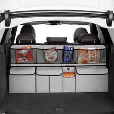 Light Gray Collapsible Hanging Car Trunk Organizer Backseat Storage 9 Pocket picture