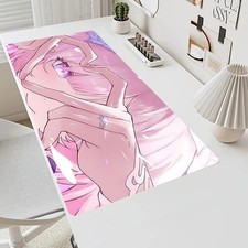 Cute Pink Anime Style Girl Rubber Anti-Slip Mouse Pad Oversized Esports Desk P picture