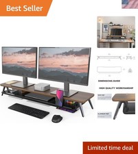 Dual Monitor Stand, Monitor Stands Riser for 2 monitors, 42.5 Inch Wood Desk ... picture