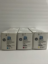 HP 305A CF370AM 3 Pack Sealed C/M/Y Cyan, Magenta, Yellow Toner Cartridges picture