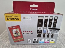 Genuine Canon PGI-250 CLI-251 Ink Cartridge Combo Pack PGBK C M Y + Photo Paper picture