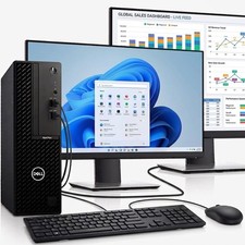 Dell OptiPlex Desktop Computer Dual 24 inch Monitor Windows 11 10th Gen Core i5 picture