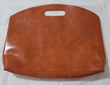 Vegan Leather Laptop Sleeve Bag  Tan Brown Briefcase Minimalist Classic Handbag  picture